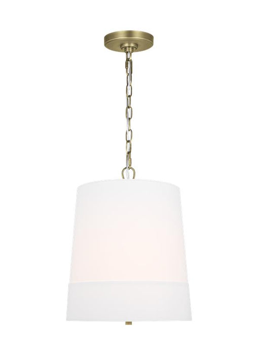 Generation Lighting Ivy Traditional Dimmable Indoor 1-Light Medium Pendant A Time Worn Brass With An Etched White Glass Diffuser (LP1081TWBWLW)