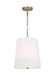 Generation Lighting Ivy Traditional Dimmable Indoor 1-Light Medium Pendant A Time Worn Brass With An Etched White Glass Diffuser (LP1081TWBWLW)