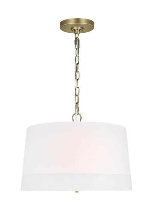 Generation Lighting Ivy Traditional Dimmable Indoor 1-Light Wide Pendant A Time Worn Brass With An Etched White Glass Diffuser (LP1094TWBWLW)