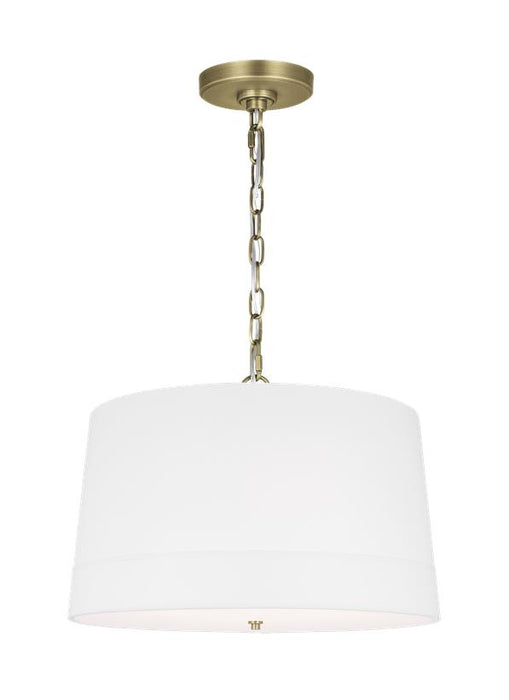 Generation Lighting Ivy Traditional Dimmable Indoor 1-Light Wide Pendant A Time Worn Brass With An Etched White Glass Diffuser (LP1094TWBWLW)