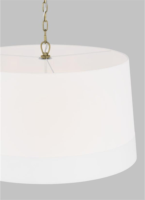 Generation Lighting Ivy Traditional Dimmable Indoor 1-Light Wide Pendant A Time Worn Brass With An Etched White Glass Diffuser (LP1094TWBWLW)