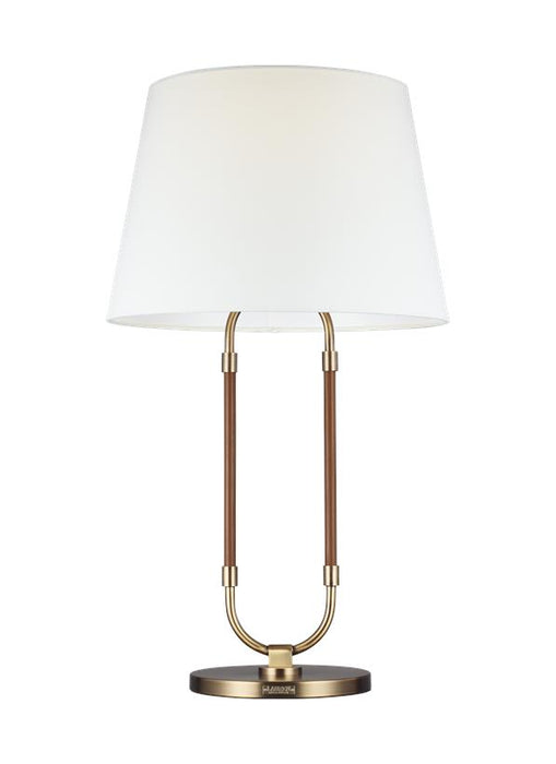 Generation Lighting Katie Table Lamp Time Worn Brass Finish With White Linen Fabric Shade (LT1021TWB1)