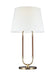 Generation Lighting Katie Table Lamp Time Worn Brass Finish With White Linen Fabric Shade (LT1021TWB1)