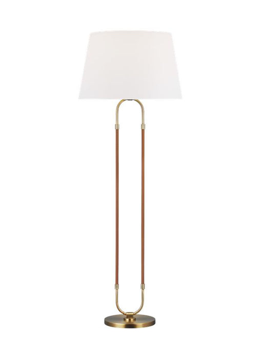 Generation Lighting Katie Floor Lamp Time Worn Brass Finish With White Linen Fabric Shade (LT1031TWB1)