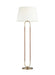 Generation Lighting Katie Floor Lamp Time Worn Brass Finish With White Linen Fabric Shade (LT1031TWB1)