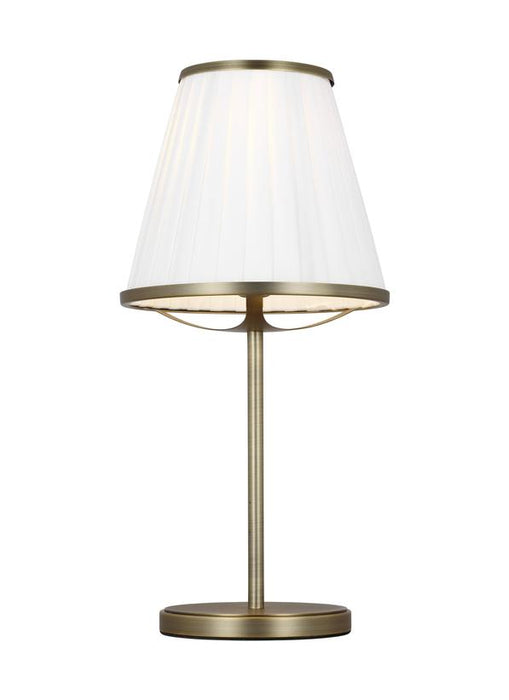 Generation Lighting Esther Table Lamp Time Worn Brass Finish With White Linen Pleated Fabric Shade (LT1131TWB1)