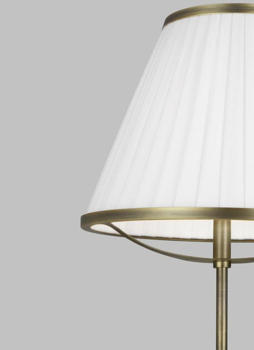 Generation Lighting Esther Floor Lamp Time Worn Brass Finish With White Linen Pleated Fabric Shade (LT1141TWB1)