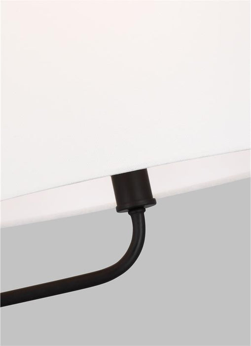 Generation Lighting Sullivan Task Floor Lamp Aged Iron Finish With White Linen Fabric Shade (LT1151AI1)