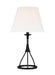 Generation Lighting Sullivan Table Lamp Aged Iron Finish With White Linen Fabric Shade (LT1161AI1)