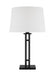 Generation Lighting Lauren Ralph Lauren Haddon 1-Light Medium Table Lamp In Aged Iron Finish With White Linen Fabric Shade (LT1191AI1)