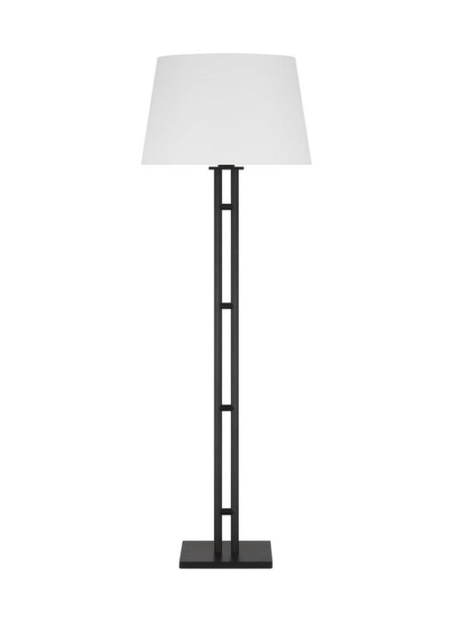 Generation Lighting Lauren Ralph Lauren Haddon 1-Light Medium Floor Lamp In Aged Iron Finish With White Linen Fabric Shade (LT1201AI1)