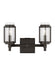 Generation Lighting Flynn Mid-Century Modern 2-Light Indoor Dimmable Bath Vanity Wall Sconce In Aged Iron Finish With Clear Glass Shades (LV1012AI)
