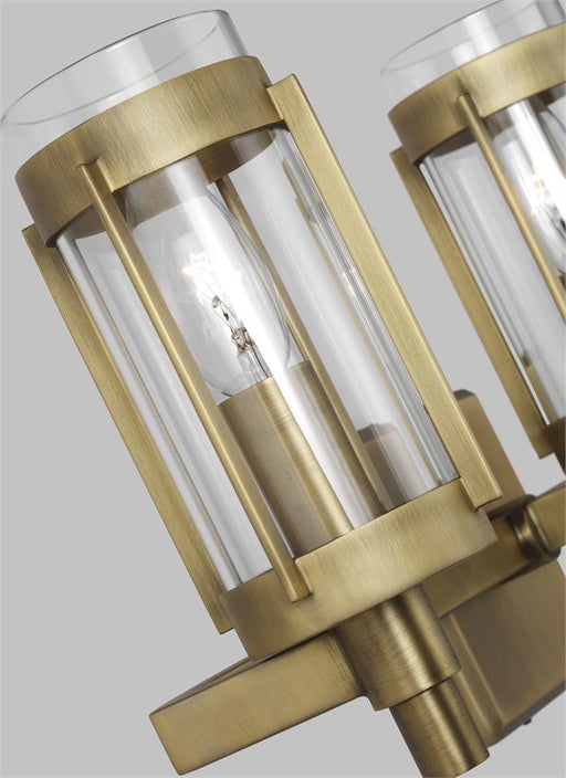 Generation Lighting Flynn 3-Light Vanity Time Worn Brass Finish With Clear Glass Shades (LV1023TWB)
