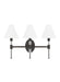 Generation Lighting Robert Mid-Century Modern 3-Light Indoor Dimmable Bath Vanity Wall Sconce In Aged Iron Finish With White Paper Shades (LV1043AI)