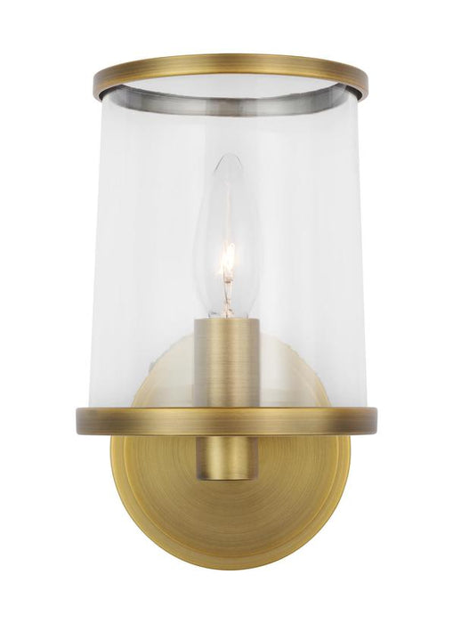 Generation Lighting Lauren Ralph Lauren Reynolds 1-Light Small Bath Vanity Wall Sconce In Time Worn Brass Finish With Clear Glass Shade (LV1081TWB)