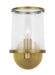 Generation Lighting Lauren Ralph Lauren Reynolds 1-Light Small Bath Vanity Wall Sconce In Time Worn Brass Finish With Clear Glass Shade (LV1081TWB)