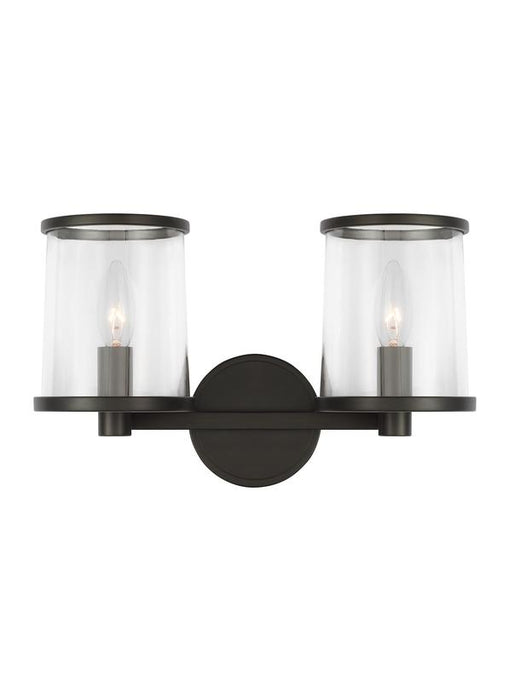 Generation Lighting Lauren Ralph Lauren Reynolds 2-Light Medium Bath Vanity Wall Sconce In Aged Iron Finish With Clear Glass Shades (LV1082AI)