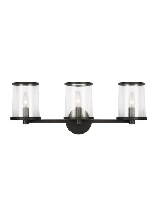 Generation Lighting Lauren Ralph Lauren Reynolds 3-Light Large Bath Vanity Wall Sconce In Aged Iron Finish With Clear Glass Shades (LV1083AI)