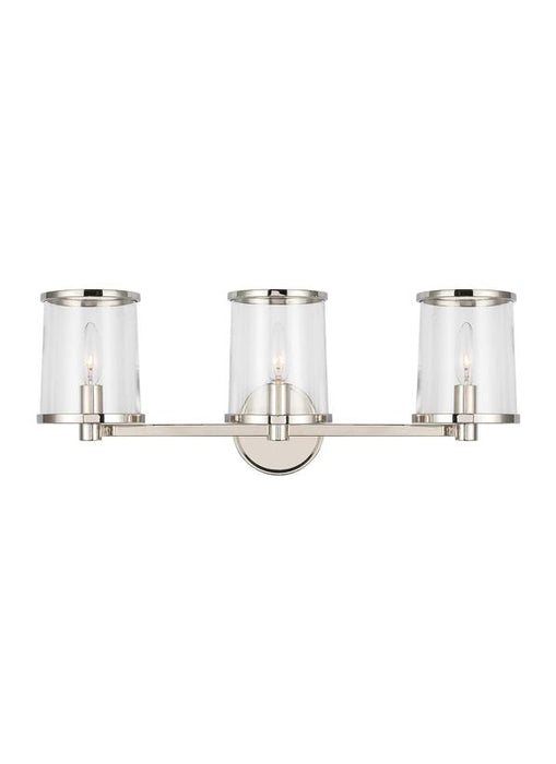 Generation Lighting Lauren Ralph Lauren Reynolds 3-Light Large Bath Vanity Wall Sconce In Polished Nickel Finish With Clear Glass Shades (LV1083PN)