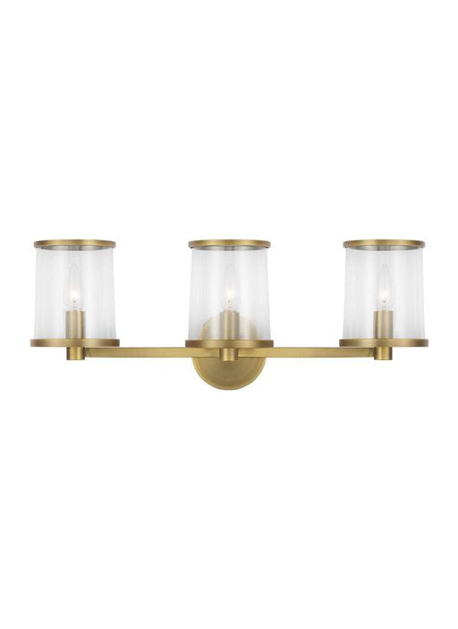 Generation Lighting Lauren Ralph Lauren Reynolds 3-Light Large Bath Vanity Wall Sconce In Time Worn Brass Finish With Clear Glass Shades (LV1083TWB)