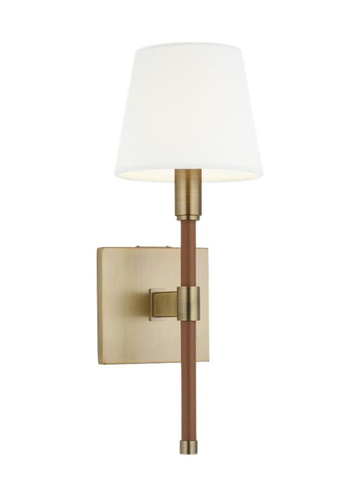 Generation Lighting Katie Sconce Time Worn Brass Finish With White Linen Fabric Shade (LW1011TWB)