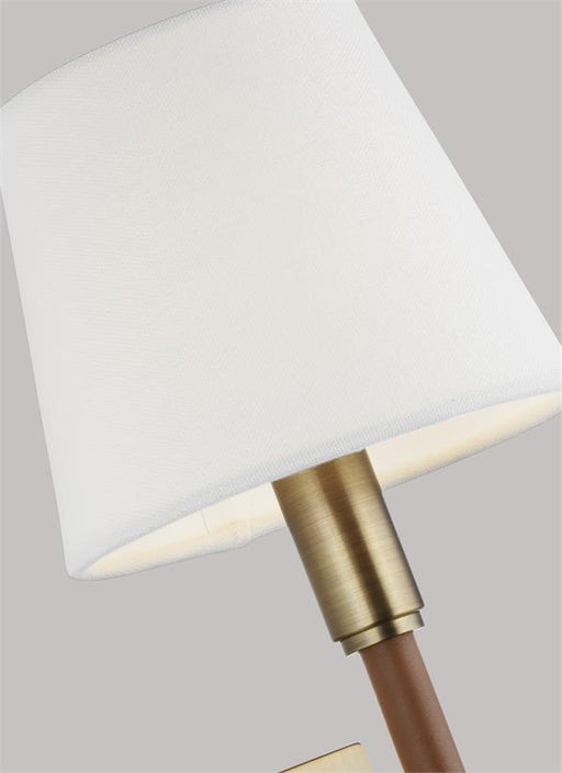 Generation Lighting Katie Sconce Time Worn Brass Finish With White Linen Fabric Shade (LW1011TWB)