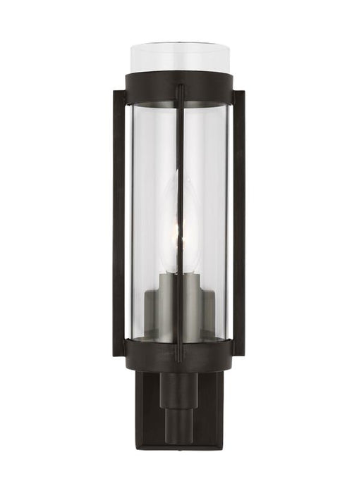 Generation Lighting Flynn Mid-Century Modern 1-Light Indoor Dimmable Bath Vanity Wall Sconce In Aged Iron Finish With Clear Glass Shade (LW1031AI)