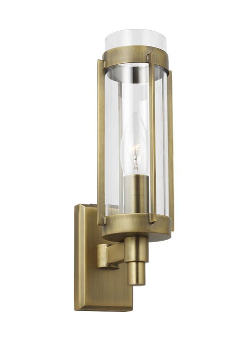 Generation Lighting Flynn Sconce Time Worn Brass Finish With Clear Glass Shade (LW1031TWB)