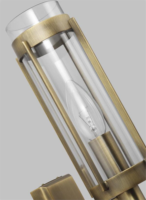 Generation Lighting Flynn Sconce Time Worn Brass Finish With Clear Glass Shade (LW1031TWB)