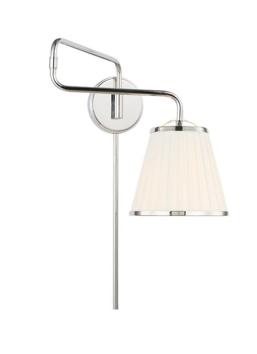 Generation Lighting Esther Swing Arm Sconce Polished Nickel Finish With White Linen Pleated Fabric Shade (LW1081PN)