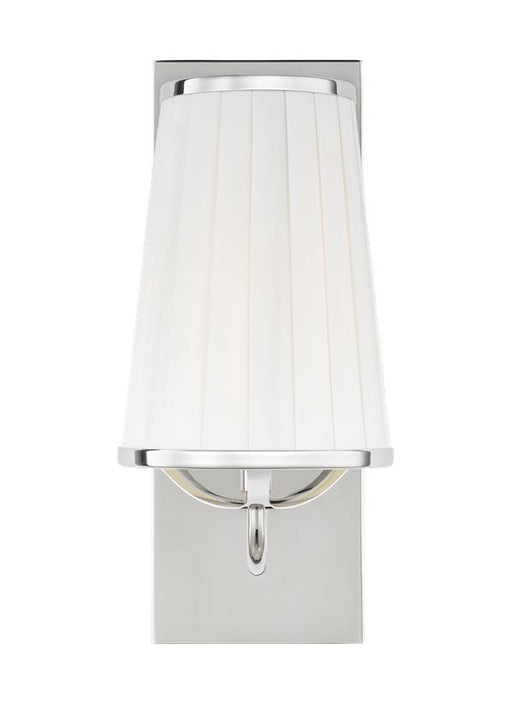 Generation Lighting Esther Single Sconce Polished Nickel Finish With White Linen Pleated Fabric Shade (LW1091PN)