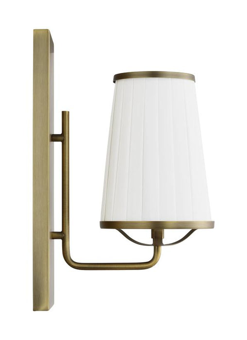 Generation Lighting Esther Single Sconce Time Worn Brass Finish With White Linen Pleated Fabric Shade (LW1091TWB)