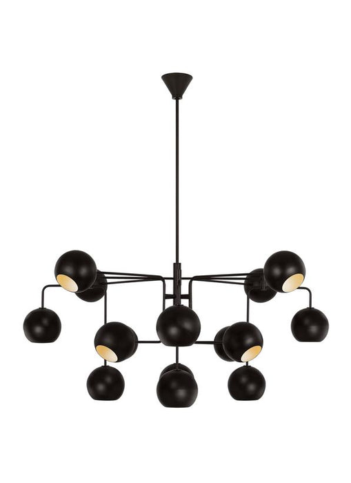 Generation Lighting Chaumont Casual 16-Light Indoor Dimmable Extra Large Chandelier In Aged Iron Finish With Aged Iron Steel Shades (LXC10016AI)