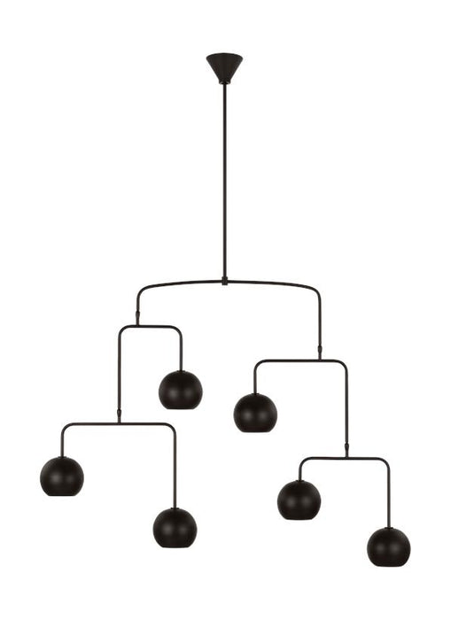 Generation Lighting Chaumont Casual 6-Light Indoor Dimmable Extra Large Chandelier In Aged Iron Finish With Aged Iron Steel Shades (LXC1026AI)