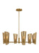 Generation Lighting Plivot Contemporary 6-Light Indoor Dimmable Large Chandelier Burnished Brass Gold With Burnished Brass Steel Shades (LXC1056BBS)