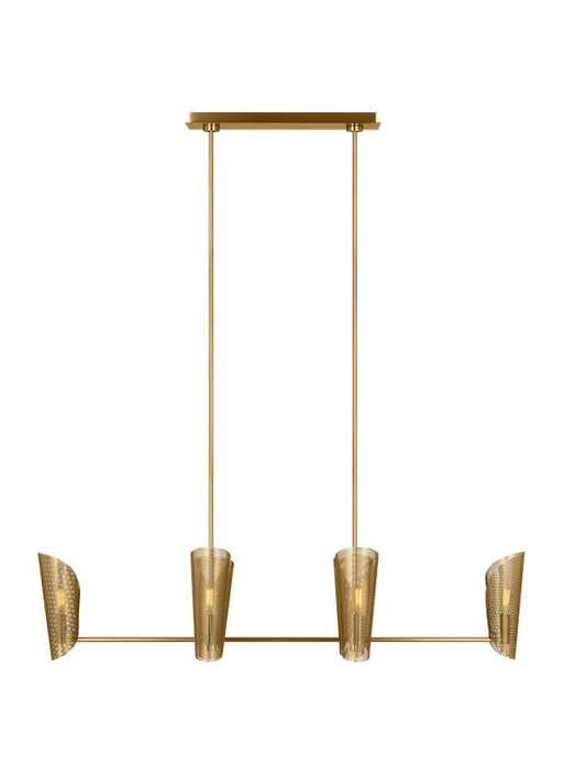 Generation Lighting Plivot Contemporary 6-Light Indoor Dimmable Large Linear Chandelier Burnished Brass Gold-Burnished Brass Steel Shades (LXC1066BBS)