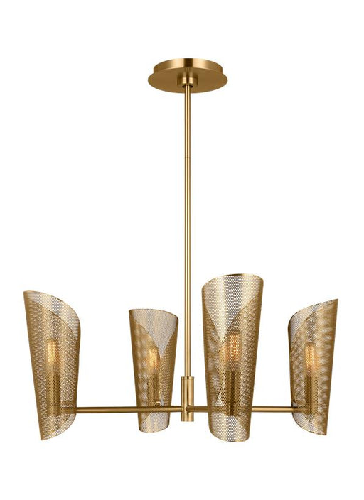 Generation Lighting Plivot Contemporary 3-Light Indoor Dimmable Medium Chandelier Burnished Brass Gold With Burnished Brass Steel Shades (LXC1074BBS)