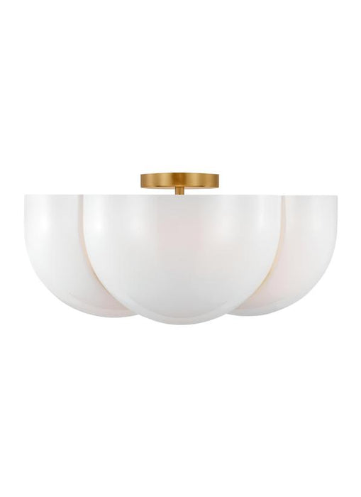 Generation Lighting Christiane Lemieux Cheverny 4-Light Large Semi-Flush Mount In Burnished Brass Finish With Milk Glass Shades (LXF1004BBS)