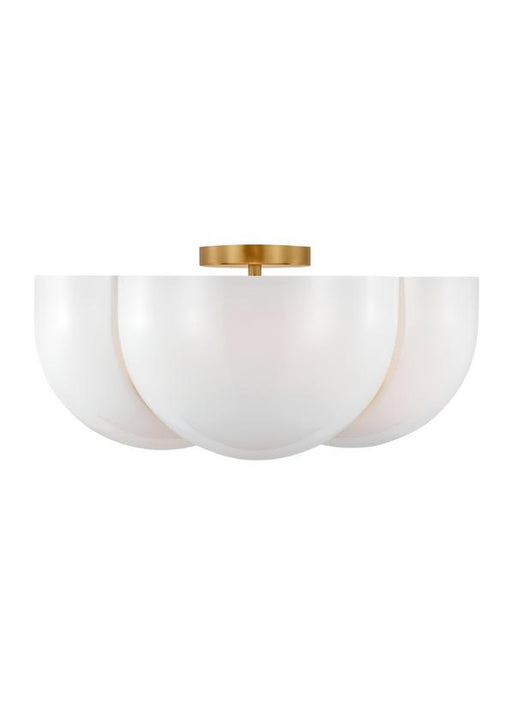 Generation Lighting Christiane Lemieux Cheverny 4-Light Large Semi-Flush Mount In Burnished Brass Finish With Milk Glass Shades (LXF1004BBS)