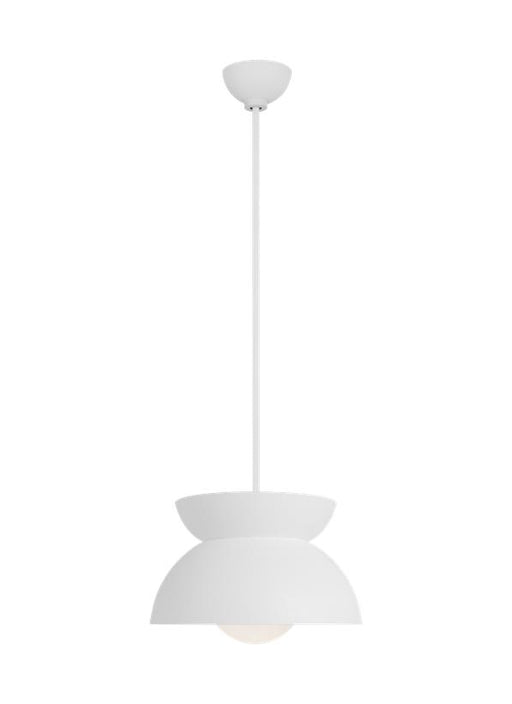 Generation Lighting Beaunay Casual 1-Light Indoor Dimmable Medium Pendant Ceiling Chandelier Light Cast Plaster Matte White-Milk Glass Shade (LXP1001CPST)