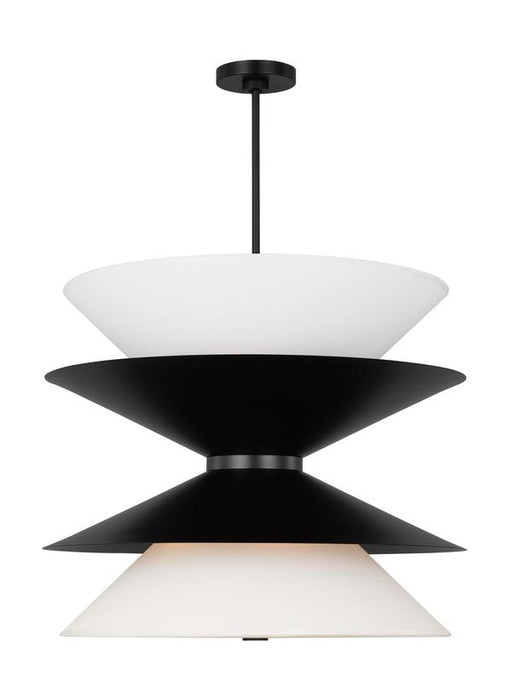 Generation Lighting Christiane Lemieux Chambord 12-Light Extra Large Pendant In Aged Iron Finish With White Paper Shades And Aged Iron Steel Shades (LXP10212AI)