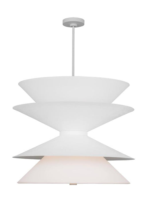 Generation Lighting Christiane Lemieux Chambord 12-Light Extra Large Pendant In Cast Plaster Finish With White Paper Shades And Cast Plaster Steel Shades (LXP10212CPST)