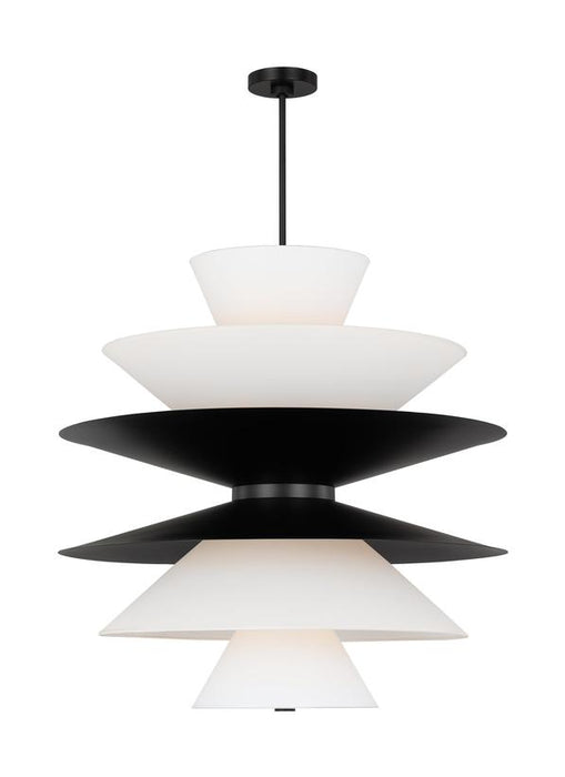 Generation Lighting Christiane Lemieux Chambord 16-Light Grand Pendant In Aged Iron Finish With White Paper Shades And Aged Iron Steel Shades (LXP10316AI)