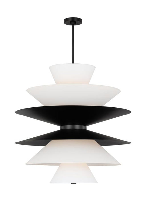 Generation Lighting Christiane Lemieux Chambord 16-Light Grand Pendant In Aged Iron Finish With White Paper Shades And Aged Iron Steel Shades (LXP10316AI)