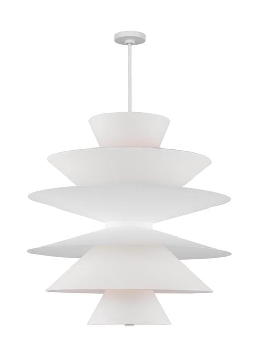 Generation Lighting Christiane Lemieux Chambord 16-Light Grand Pendant In Cast Plaster Finish With White Paper Shades And Cast Plaster Steel Shades (LXP10316CPST)