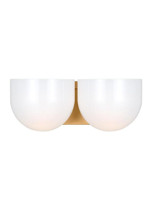 Generation Lighting Christiane Lemieux Cheverny 2-Light Medium Bath Vanity Wall Sconce In Burnished Brass Finish With Milk Glass Shades (LXV1002BBS)