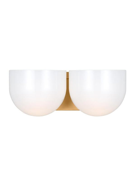 Generation Lighting Christiane Lemieux Cheverny 2-Light Medium Bath Vanity Wall Sconce In Burnished Brass Finish With Milk Glass Shades (LXV1002BBS)