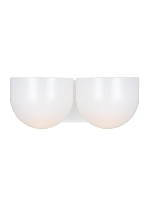 Generation Lighting Christiane Lemieux Cheverny 2-Light Medium Bath Vanity Wall Sconce In Matte White Finish With Milk Glass Shades (LXV1002MWT)