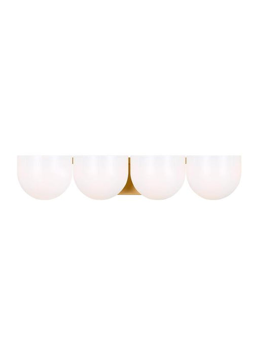 Generation Lighting Christiane Lemieux Cheverny 4-Light Extra Large Bath Vanity Wall Sconce In Burnished Brass Finish With Milk Glass Shades (LXV1004BBS)