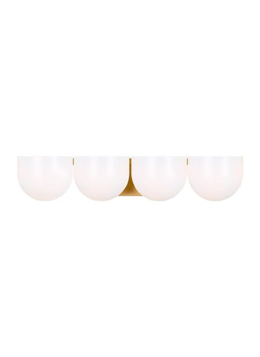 Generation Lighting Christiane Lemieux Cheverny 4-Light Extra Large Bath Vanity Wall Sconce In Burnished Brass Finish With Milk Glass Shades (LXV1004BBS)